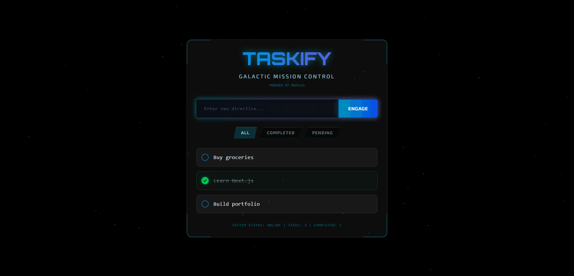 Taskify - Galactic Task Manager